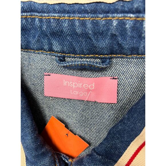 Inspired Women's Distressed Blue Denim Jacket Size L #64039 - Picture 3 of 3